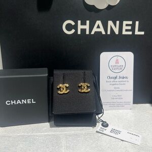 Chanel Gold Paris Stud Earrings